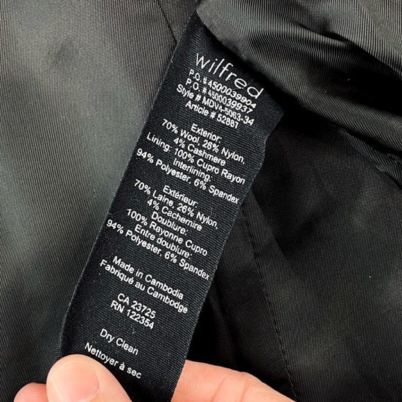 WILFRED • Aritzia Dark Grey/Charcoal Cocoon Wool-Cashmere Trench Coat - Picture 12 of 16